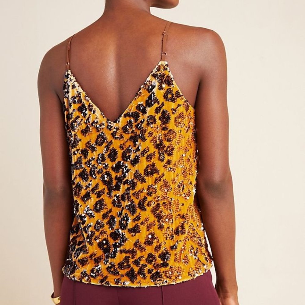 NEW Anthro Ro & De Esther Sequin Velvet Cami Top L - Picture 3 of 8